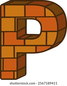 Brick Letter Alphabet Vector P