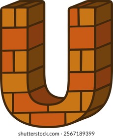 Brick Letter Alphabet Vector U