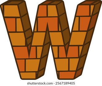 Brick Letter Alphabet Vector W