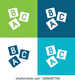 Letras de ladrillo Planas cuatro colores conjunto de iconos mínimo