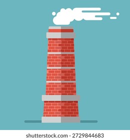 Brick lighthouse emitting white smoke