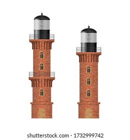 Brick lighthouse vector illustration isolated on white background