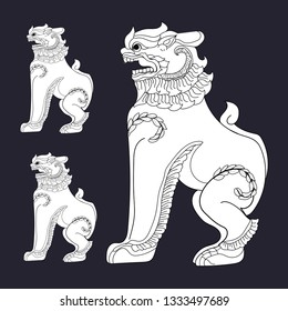 Brick Lion. Early Konbaung, Lezin Village, Monywa (Vector) - Vector 