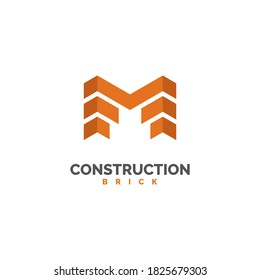 Brick logo construction logo design vector template