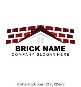 Diseño de logotipo de ladrillo, Ilustración de material de construcción, icono de marca de producto de empresa de construcción