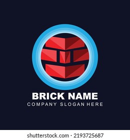 Diseño de logotipo de ladrillo, Ilustración de material de construcción, icono de marca de producto de empresa de construcción