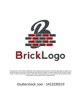 Brick logo design with initial B letter. modern brick icon. construction sign. vector illustration element