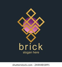 Brick logo design simple concept Premium Vector