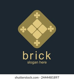 Brick logo design simple concept Premium Vector