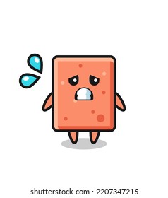 brick mascot character with afraid gesture , cute design