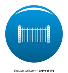 Brick and metal fence icon vector blue circle isolated on white background 