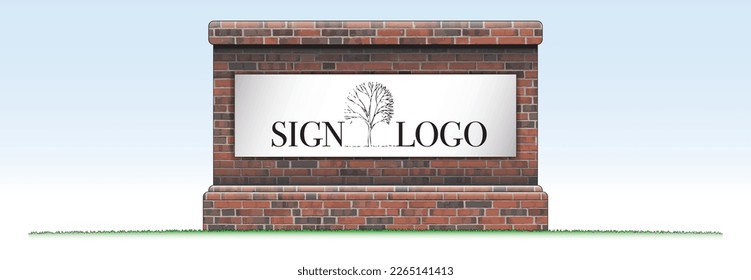 Brick monument sign blank for mockup drawing