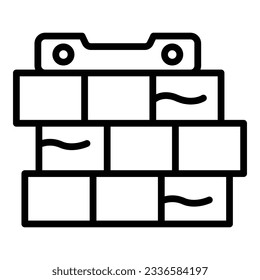 Brick mortar level icon outline vector. Worker builder. Construction wall