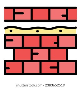 Brick new wall icon outline vector. Build worker. Mortar construction color flat