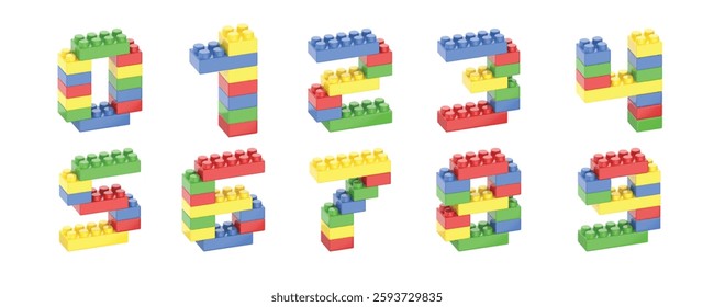 brick number 3D vector icon set. for design need, animation, game, apps, Ui Design, web design, presentation, flyer or poster, social media advertising, content creator, and other.
