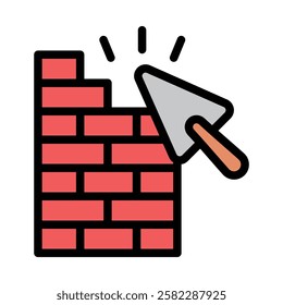 Brick outline color icon. use for modern concept, print, UI, UX kit, web and app development. Vector EPS 10, related to industrial, business, finance, investment.