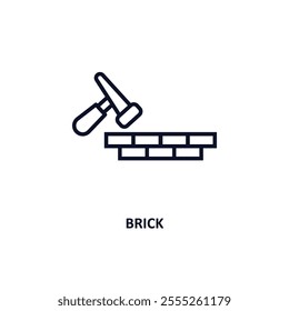 brick outline icon.  Thin line icon from construction tools collection. Editable vector isolated on white background