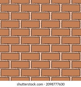 Brick pattern. Seamless background from brown light kirmichi. Vector with regular bricks creating a wall.