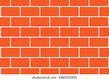 Brick pattern. Seamless vector orange color brick wall background. Red bricks wall vector wallpaper texture.