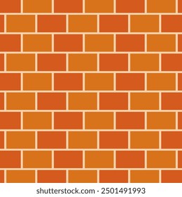 Brick pattern. Seamless vector orange color brick wall background. Red bricks wall vector wallpaper texture.