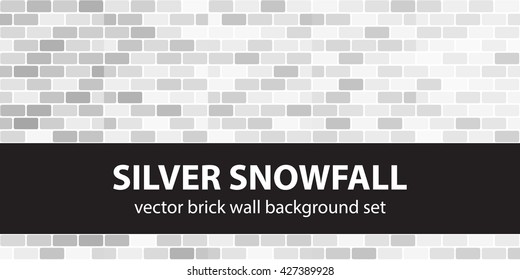 Brick pattern set "Silver Snowfall". Brick wall backgrounds. Seamless vectors
