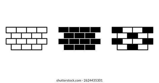 Conjunto de iconos de patrones de ladrillo Ilustración de diseño de Vector plano de color blanco y negro