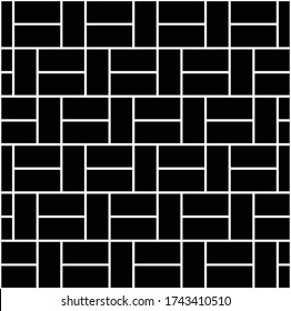 Brick Patterns for Patios and Paths.Half basketweave pattern. Rectangles slabs tessellation.Black and white pattern vector