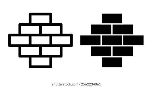 Brick paver Icons pack in outlined and flat versions