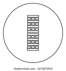 Bloques del pilar de ladrillo en el juego de pila para adultos y niños para el ocio Juegos de mesa Icono de bloque de madera en el contorno de círculo negro ilustración vectorial estilo plano imagen