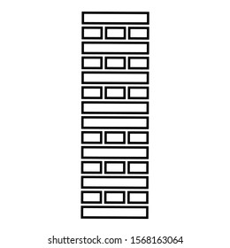 Brick Pillar Blocks in stack Jenga game for home adult and kids leisure Board games Wooden block icon outline black color vector illustration flat style image