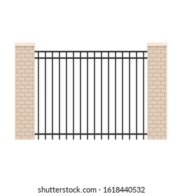 Brick pillar vector. Railing vector. railing on white background. wallpaper.