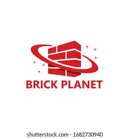 Diseño de plantillas de logotipos de planetas de ladrillo