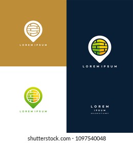 Brick Point logo designs concept vector, Brick Logo template template