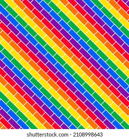 Brick rainbow colorful lines background vector template. Abstract decoration industrial business theme design.