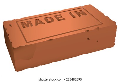 Brick red clay made in. Vector illustration.