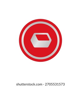 BRICK, logotipo de icono de diseño plano de moneda de ladrillo rojo