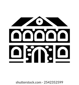 brick school building glyph icon vector. brick school building sign. isolated symbol illustration