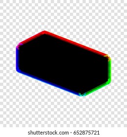 Brick sign illustration. Vector. Black icon with red-green-blue contours on transparent background.