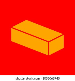 Brick sign illustration. Vector. Orange icon with white holes if exist at red background. Isolated.