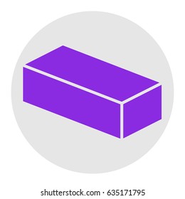 Brick sign illustration. Vector. Violet flat icon on light gray circle at white background. Isolated.