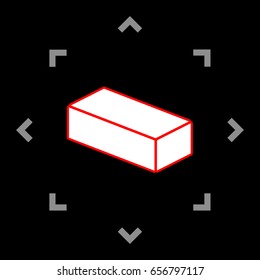Brick sign illustration. Vector. White icon in gray focus like mandala on black background.