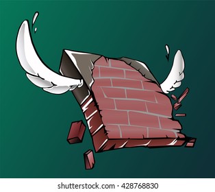 brick sign with wings graffiti