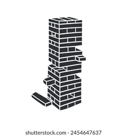 Brick Stacking Icon Silhouette Illustration. Board Games Vector Graphic Pictogram Symbol Clip Art. Doodle Sketch Black Sign.