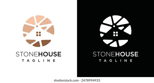 Ziegelstein oder Steinhaus Logo Design Vorlage Icon Illustration	
