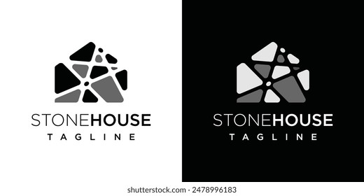 brick or stone house logo design template icon illustration	