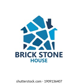 Diseño del logotipo de la casa de piedra de ladrillo