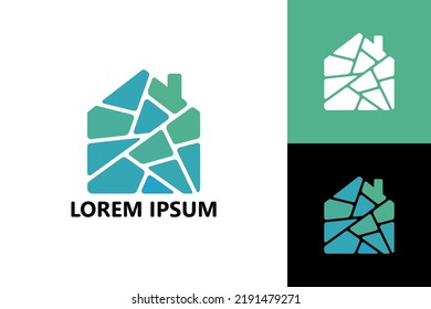 Brick stone house logo template design vector