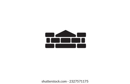 Ziegelsteinlogo, schwarz, einfarbige Symbol auf weißem Hintergrund