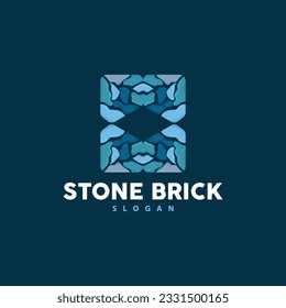 Brick Stone Logo, Premium Elegant Design, Vector Wallpaper Stone House, Icon Illustration Design