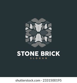 Brick Stone Logo, Premium Elegant Design, Vector Wallpaper Stone House, Icon Illustration Design